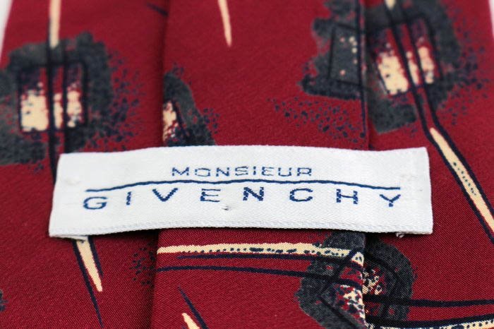 ジバンシィ ブランド ネクタイ シルク 総柄 メンズ レッド GIVENCHY_画像4