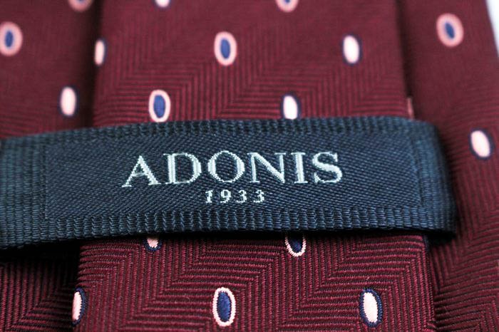 アドニス ブランド ネクタイ ストライプ柄 ドット シルク 日本製 メンズ ワインレッド ADONIS_画像4