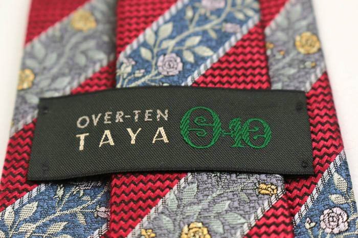 銀座田屋 オーバーテン ブランド ネクタイ シルク ストライプ柄 花柄 ボタニカル柄 メンズ レッド GINZA TAYA OVER-TEN_画像4