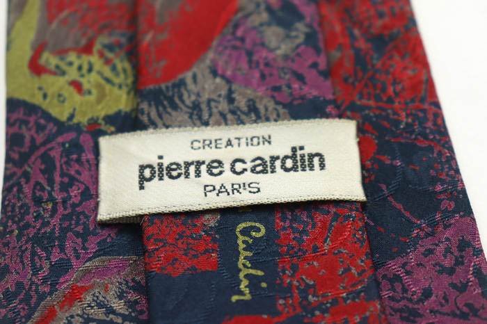 ピエールカルダン ブランド ネクタイ シルク 総柄 ボタニカル柄 メンズ ネイビー Pierre Cardin_画像4