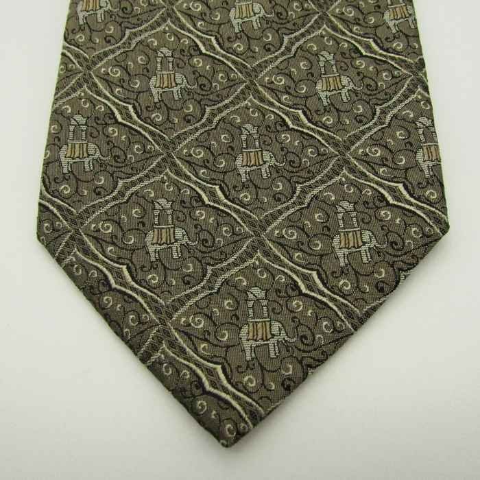  Jim Thompson brand necktie check pattern .. pattern animal pattern elephant silk men's khaki JIM THOMPSON