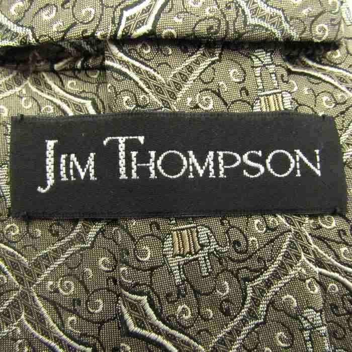  Jim Thompson brand necktie check pattern .. pattern animal pattern elephant silk men's khaki JIM THOMPSON
