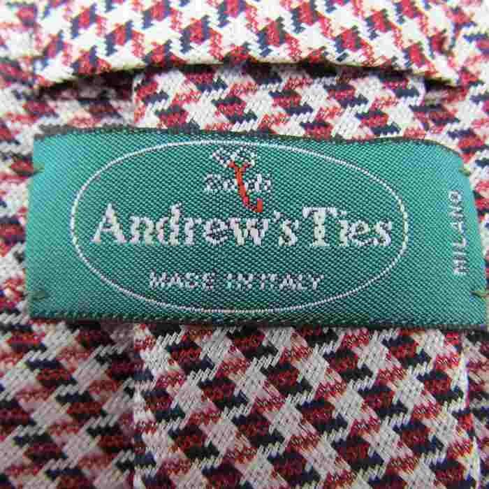 アンドリューズタイズ ブランドネクタイ チェック柄 格子柄 シルク イタリア製 メンズ ネイビー Andrew's Ties_画像4