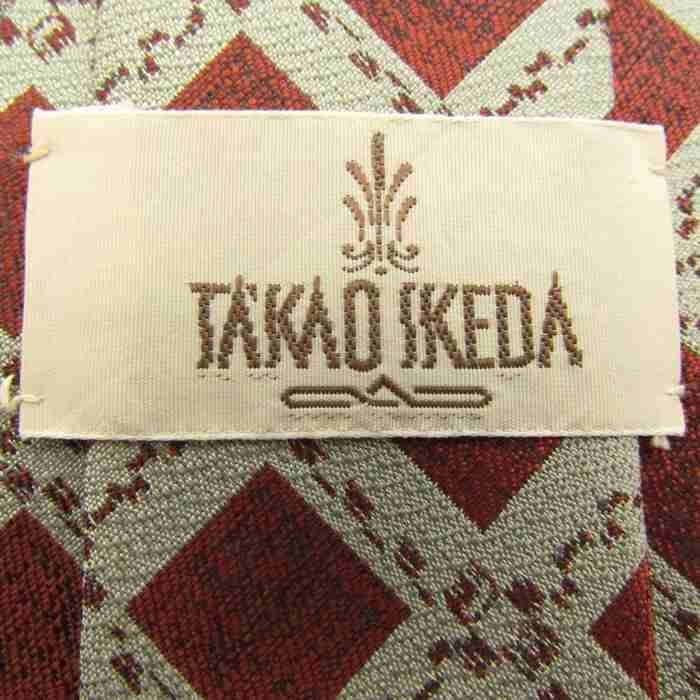 タカオイケダ ブランドネクタイ チェック柄 格子柄 シルク 日本製 メンズ ブラウン TAKAO IKEDA_画像4