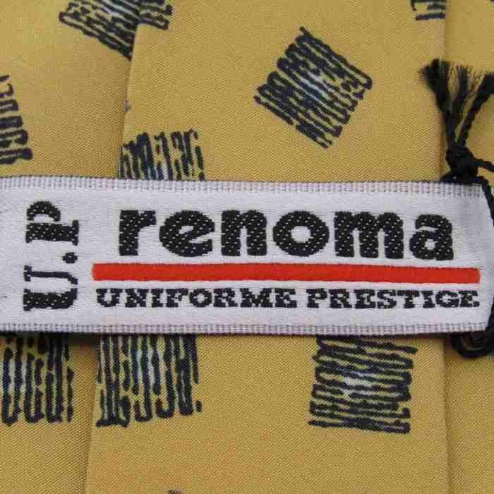 レノマ ブランドネクタイ パネル柄 シルク 日本製 未使用タグ付 メンズ イエロー renoma_画像4
