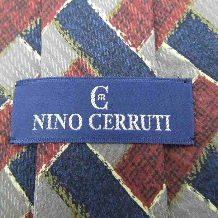 ニノセルッティ ブランドネクタイ チェック柄 格子柄 シルク メンズ グレー Nino Cerruti_画像4