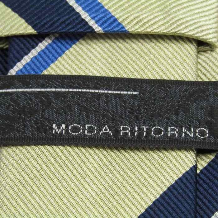 モダリトルノ ブランド ネクタイ シルク ストライプ柄 ライン柄 メンズ グリーン MODA RITORNO_画像4