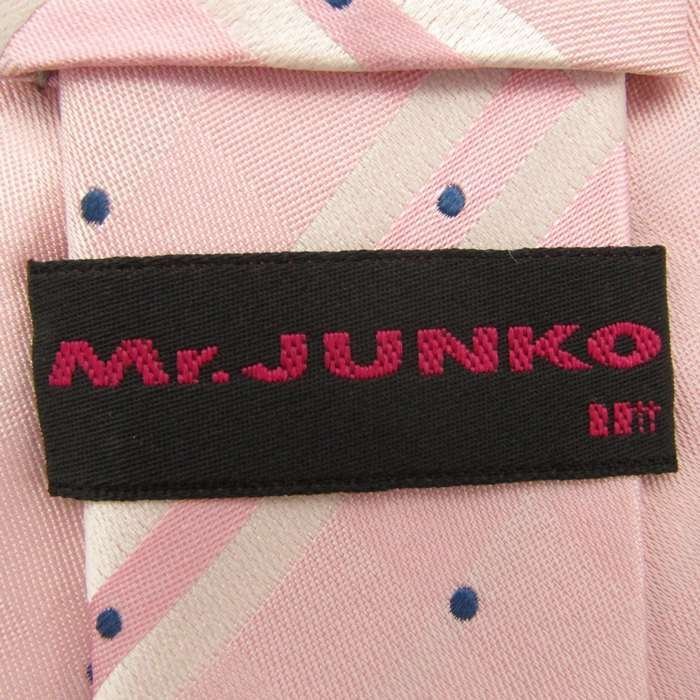 ミスタージュンコ ブランド ネクタイ シルク 格子柄 ドット柄 メンズ ピンク Mr.JUNKO_画像4