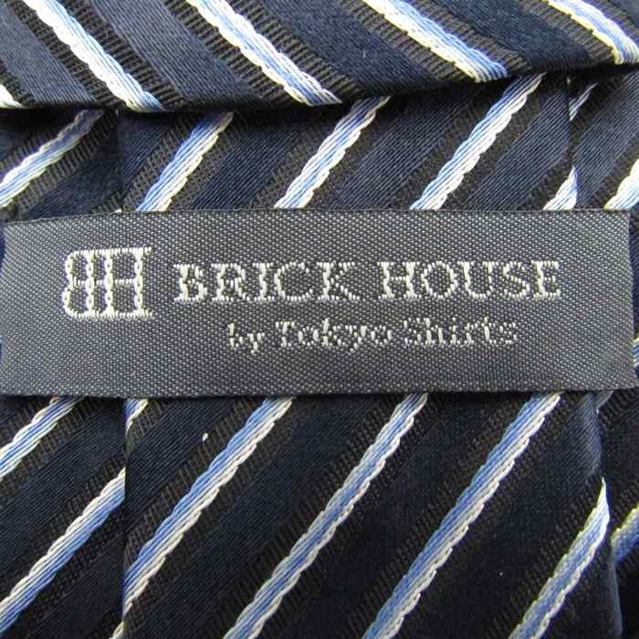 ブリックハウス ブランド ネクタイ シルク ストライプ柄 東京シャツ メンズ ネイビー BRICK HOUSE_画像4