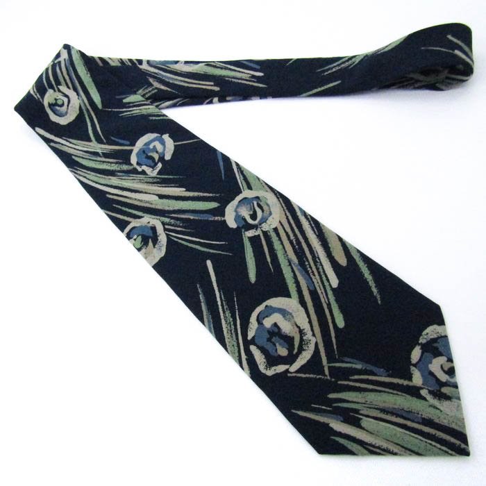  I m Pro duct brand necktie total pattern floral print leaf pattern silk made in Japan men's navy im product