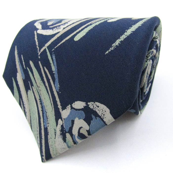  I m Pro duct brand necktie total pattern floral print leaf pattern silk made in Japan men's navy im product