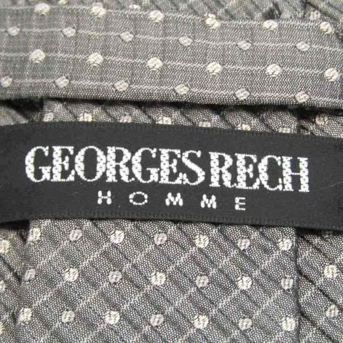 ジョルジュレッシュ ブランド ネクタイ チェック柄 格子柄 ドット シルク 日本製 メンズ グレー GEORGES RECH_画像4