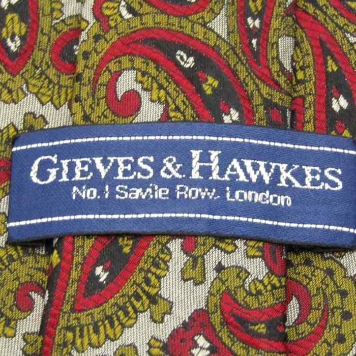 ギーブスアンドホークス ブランド ネクタイ 総柄 ペイズリー シルク メンズ グレー Gieves & Hawkes イギリス高級紳士服ブランド_画像4