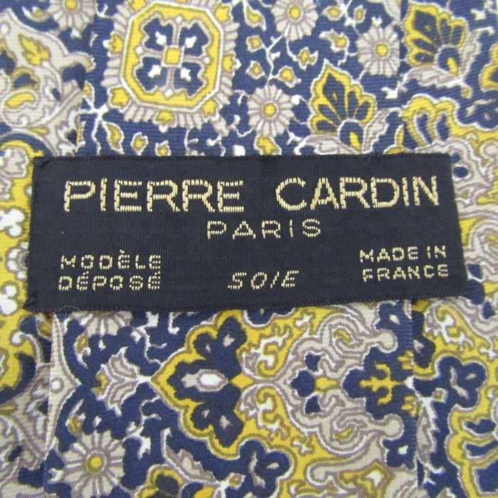 ピエールカルダン ブランド ネクタイ 花柄 幾何学模様 シルク フランス製 メンズ ネイビー Pierre Cardin_画像4