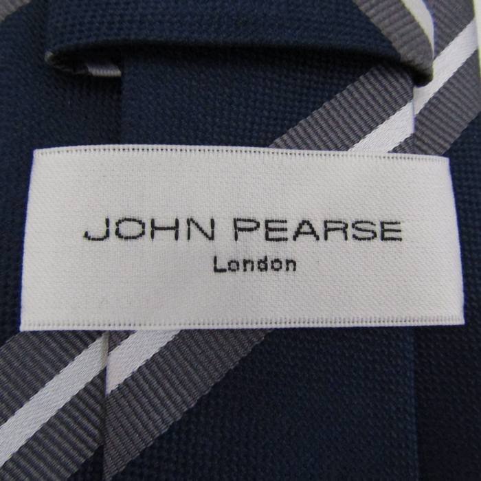 ジョンピアース ブランド ネクタイ シルク ストライプ柄 メンズ ネイビー JOHN PEARSE_画像4