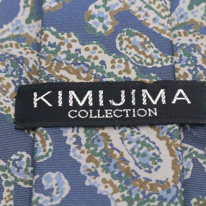 【良品】 キミジマ KIMIJIMA ペイズリー柄 シルク 日本製 メンズ ネクタイ ネイビー_画像5