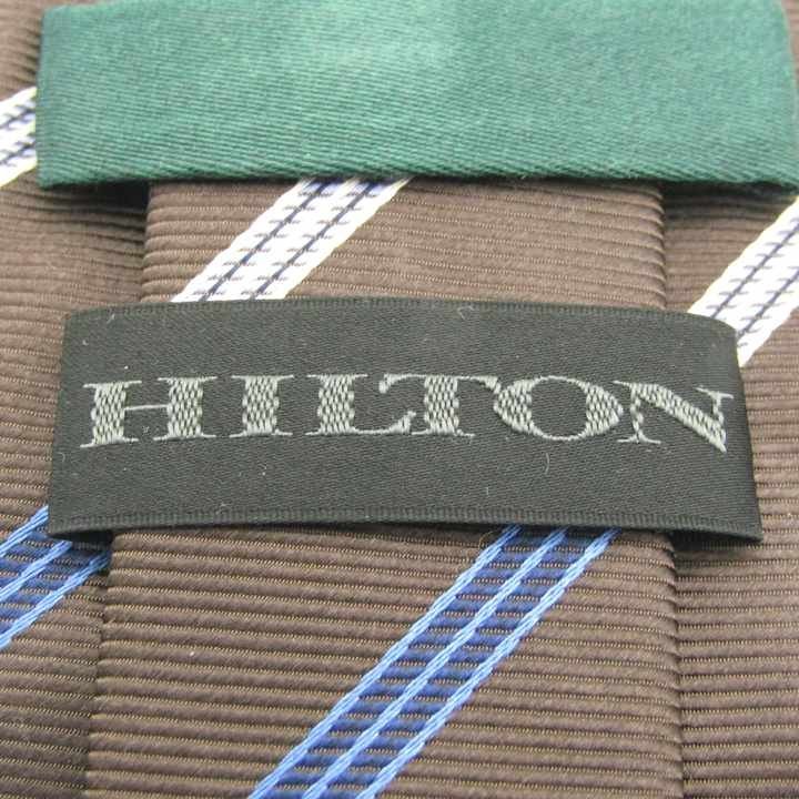 【良品】 ヒルトン HILTON ストライプ柄 イタリア製 ライン柄 メンズ ネクタイ ブラウン_画像4