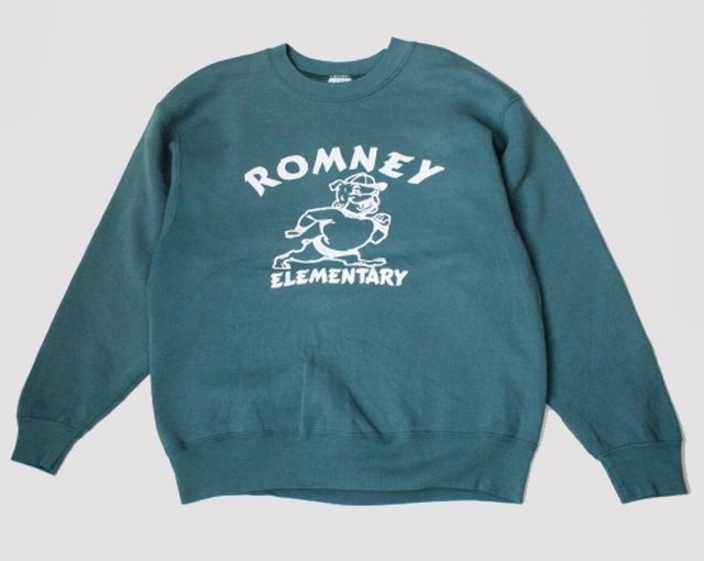 USA製　90's【BVD】カレッジスウェットシャツ　グリーン系　古着　Romney Elementary　Mサイズ　ヴィンテージ_画像1
