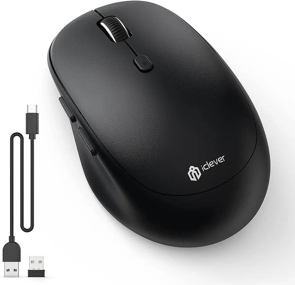 iClever ワイヤレスマウス デュアルモード 無線マウス Bluetooth type-C充電式 マウス 2.4GHz 静音 7鍵ボタン_画像1