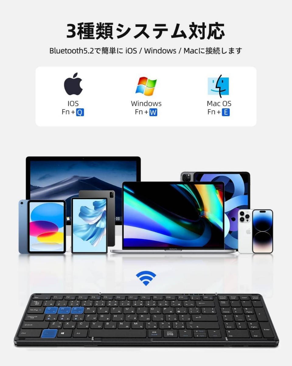 Omikamo Bluetooth キーボード 折り畳み式 ワイヤレス テンキー付き スマホ タブレット キーボード コンパクト_画像4