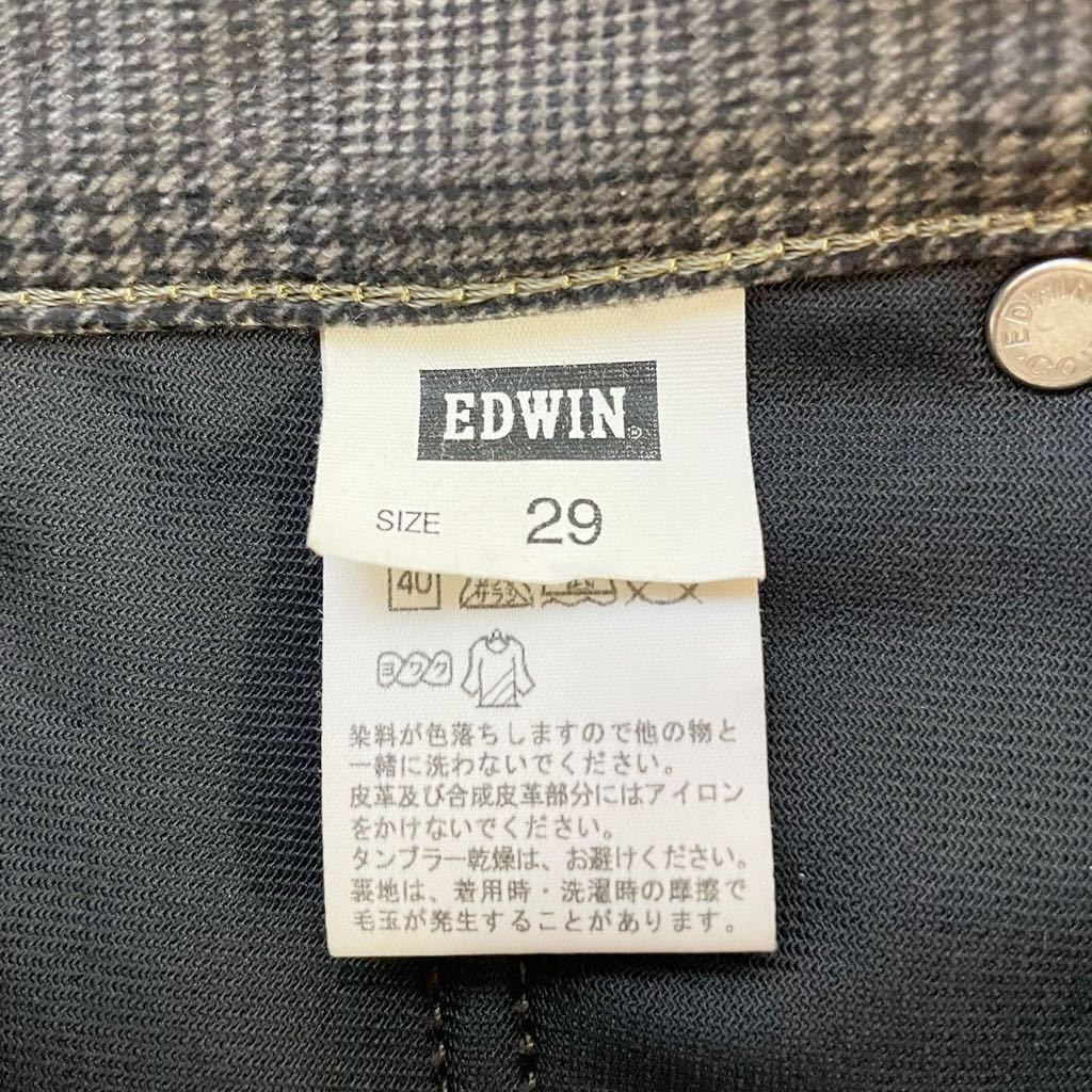 日本製◎★EDWIN エドウィン★チノパン ボトムス パンツ ストレッチ ストレート 美品 定番 メンズ ベージュ チェック柄 サイズ29 /TT7551の画像8