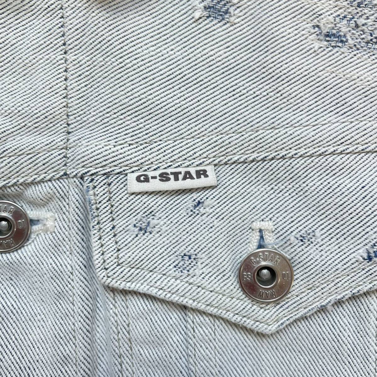 デザイン性◎★G-STAR RAW ジースターロウ★3D SLIM JKT ジャケット デニム ジージャン トップス 上着 長袖 ダメージ加工 サイズXXS/TT7636の画像6