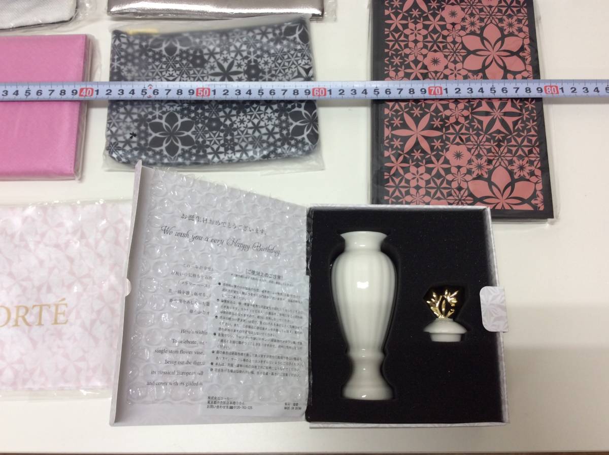 #2721 unused DECORTE cosme Decorte . summarize pouch handkerchie pouch Note compact mirror hand-mirror flower base vase interior 