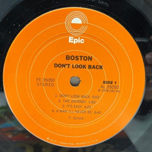 十分概ね良好!! Wally刻印 USオリジナル 橙ラベ BC無し BOSTON Don't Look Back ('78 Epic FE 35050) ボストン LP 米 初回プレス_画像4