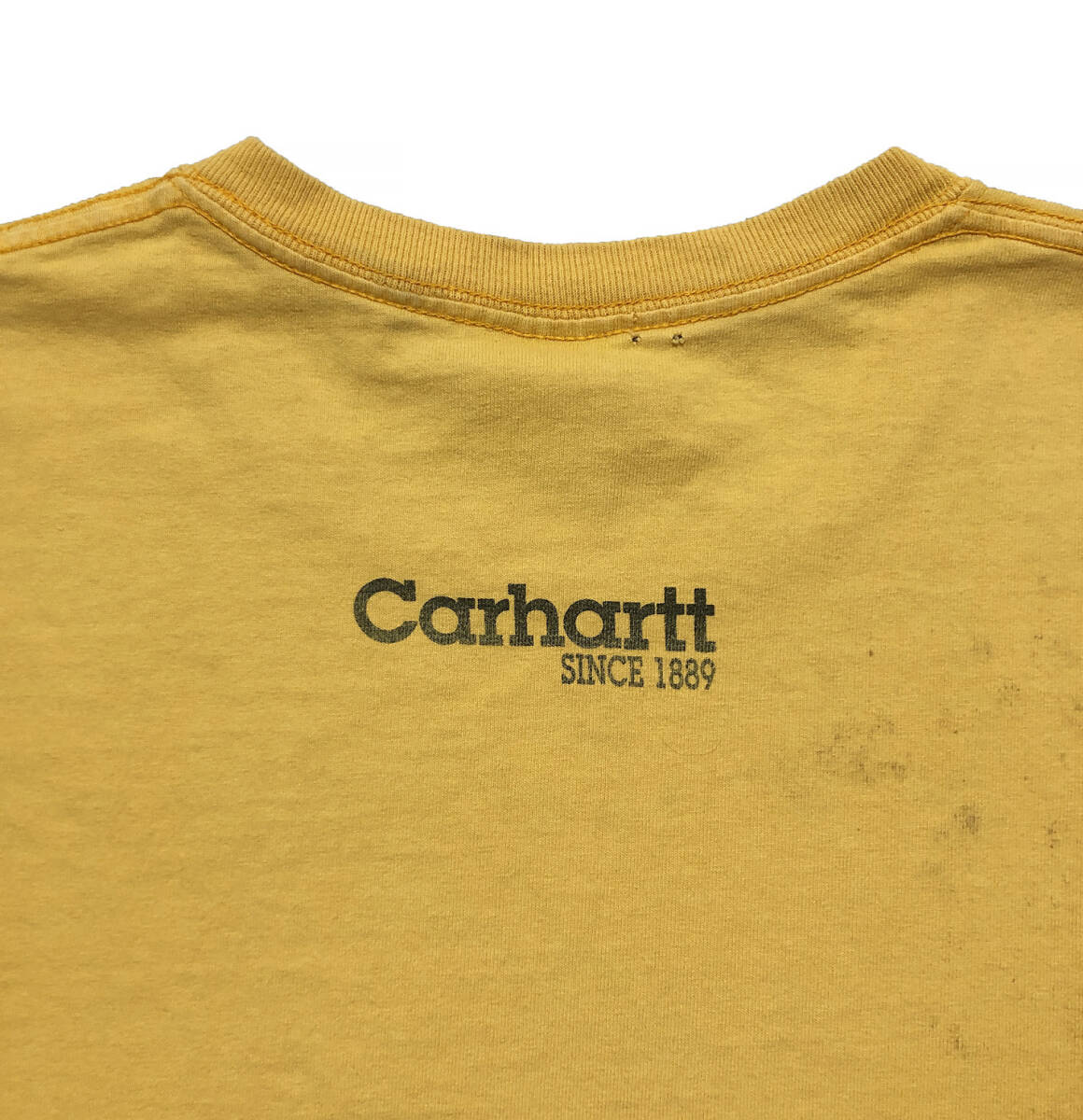 【980円スタート】USA 古着 半袖 Tシャツ carhartt カーハート イエロー 黄 シンプル ワーク メンズＬサイズ 古着卸 BA1373_画像5