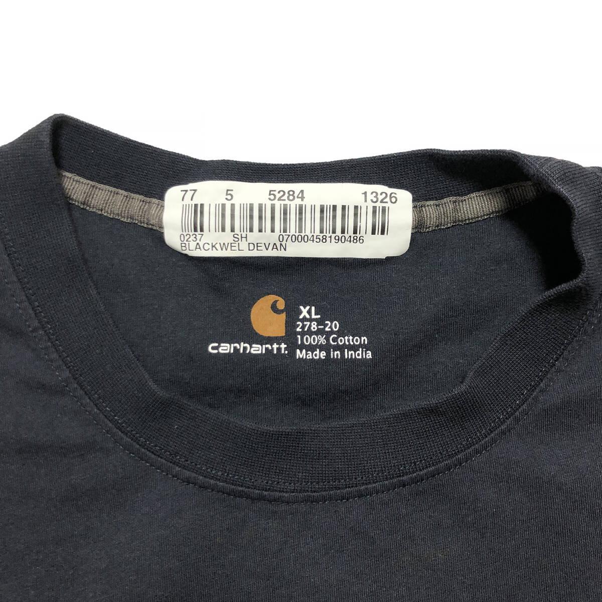 【980円スタート】USA 古着 半袖 Tシャツ carhartt カーハート ブラック 黒 ポケット付き シンプル ワーク メンズXLサイズ 古着卸 BA1377の画像7