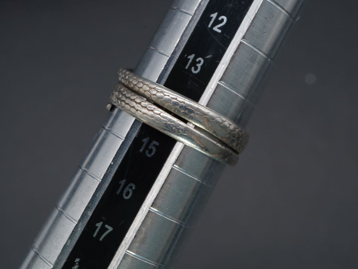 【567】14号 SILVER シルバー 蛇 ヴィンテージ ビンテージ リング 指輪 アクセサリー ブランド刻印あり TIA _画像7