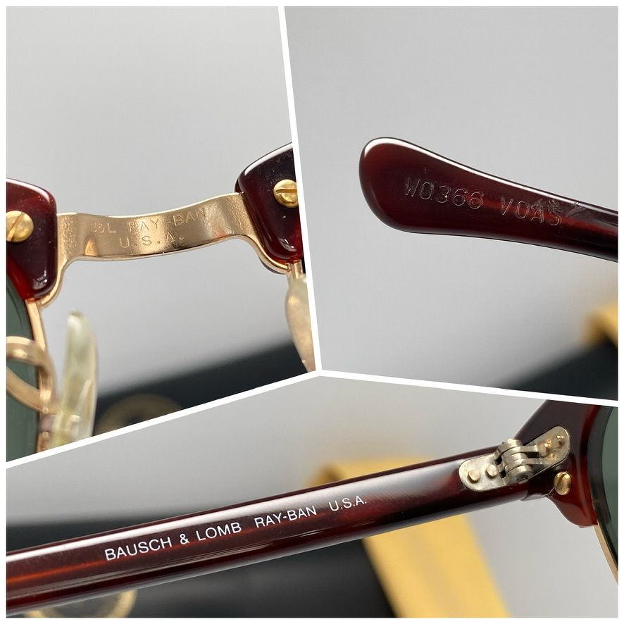 ケース付★B&L RAY-BANボシュロムレイバン CLUBMASTERクラブマスター W0366 Goldゴールド 茶色/G-15 VINTAGEビンテージサングラス USA製_画像6