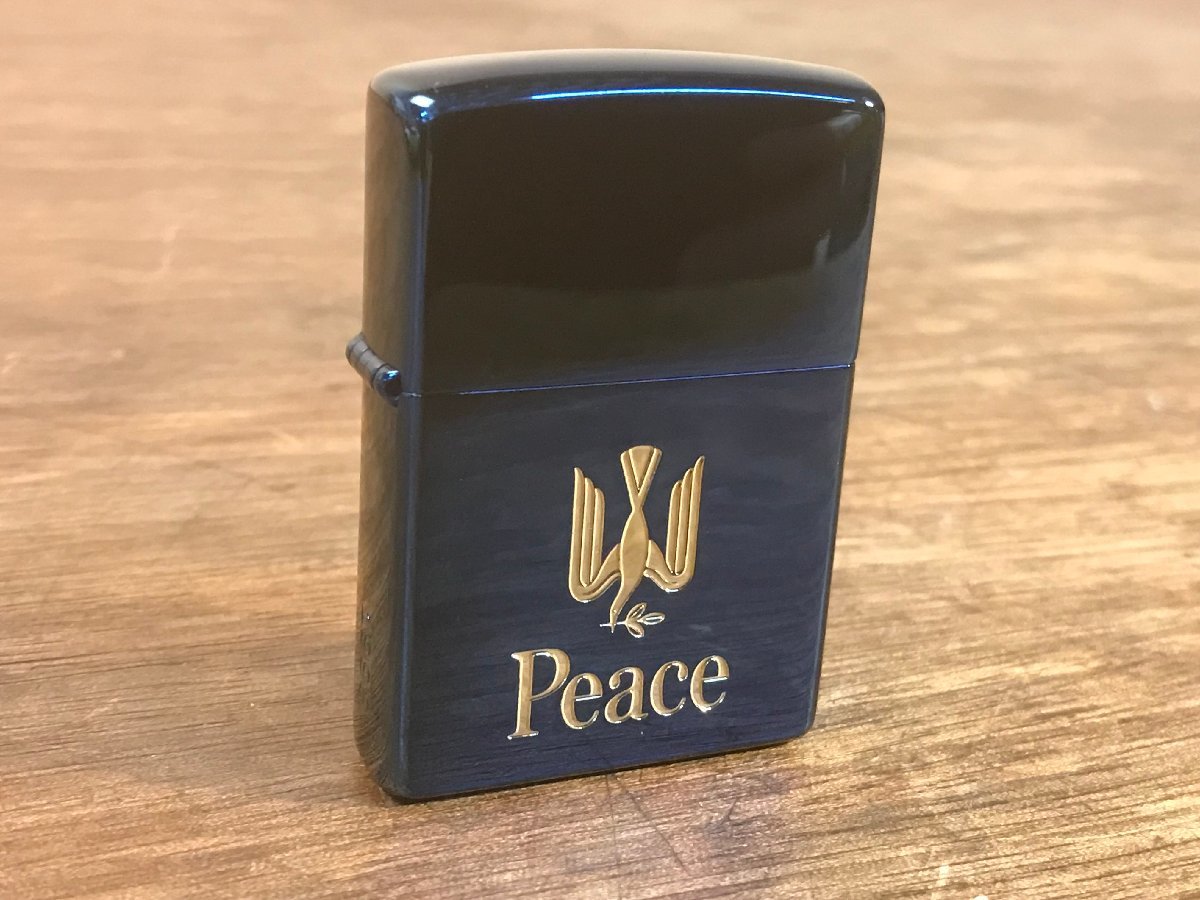 SS-2792■送料込■Peace Zippo オイルライター ライター 喫煙具 煙草 レトロ アンティーク 54g●未使用●ネームあり/くATら_画像1