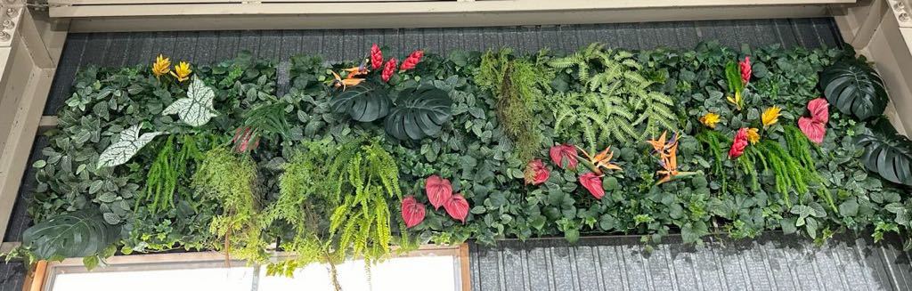 フェイクグリーン 人口 観葉植物 壁掛け フェンス飾り 壁面緑化 造花 ミックス ランダム 緑 100cm×100cm