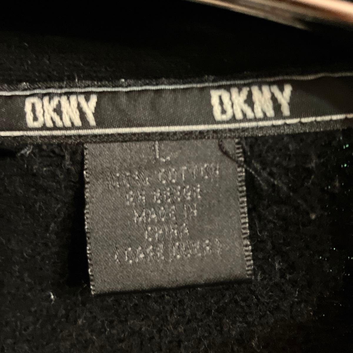 DKNY ハーフジップ スウェット デカロゴ ビッグシルエット 黒　90s アノラック
