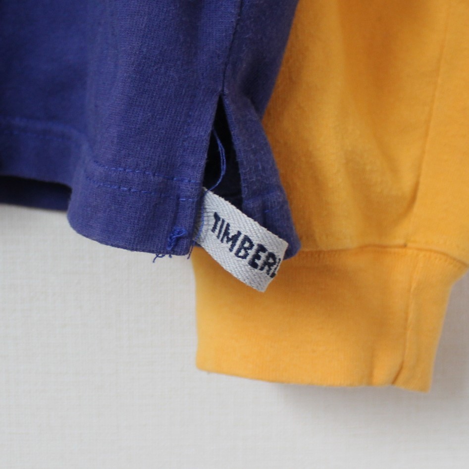ティンバーランド 90s ラガーシャツ イスラエル製 黄色×パープルのスプリットカラー M （w-1420205）_画像4