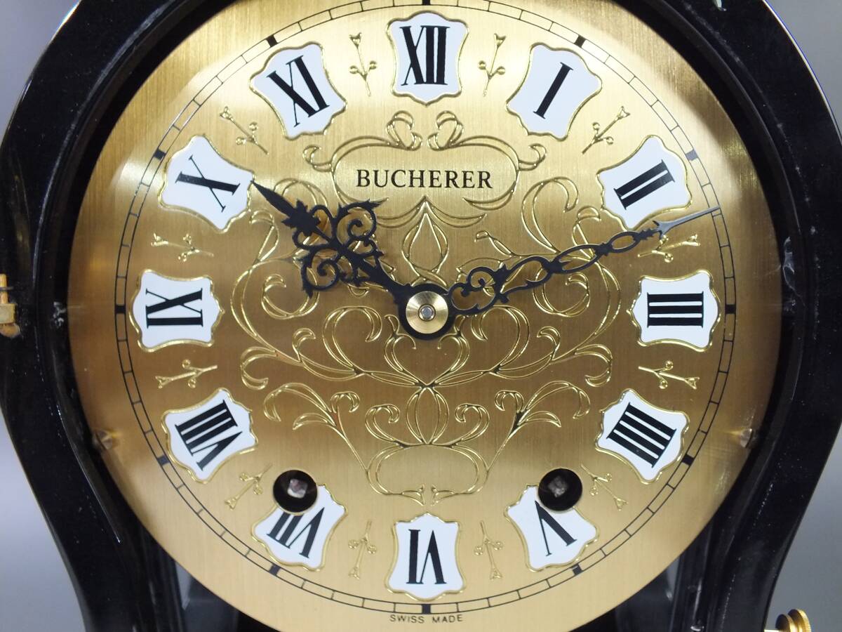 BUCHERER ブッフェラー スイス製 ゼンマイ 振り子 時計 置時計 掛け時計 アンティーク _画像5