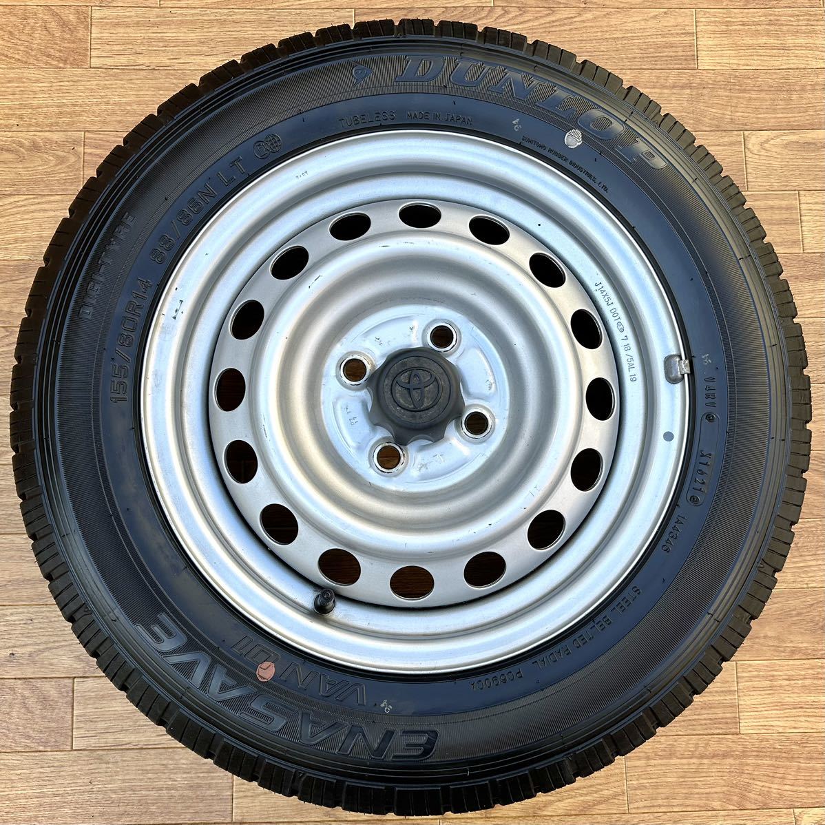 トヨタ プロボックス サクシード 純正 14インチ スチールホイール＆DUNLOP 2021年製 155/80R14 88/86N LT 4本セット_画像5