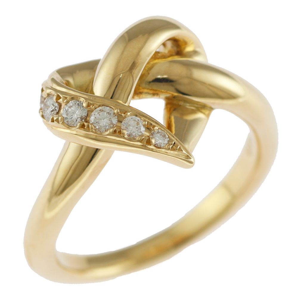  Mikimoto кольцо кольцо 10 номер 18 золотой K18 желтое золото бриллиант женский MIKIMOTO б/у прекрасный товар 
