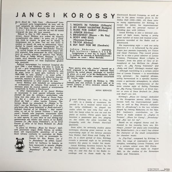 10inch 美盤 シール帯 Jancsi Korossy - Seria Jazz Nr. 1 / Norma (NLP1006) / 1998年 / Mono / Post Bop_画像3