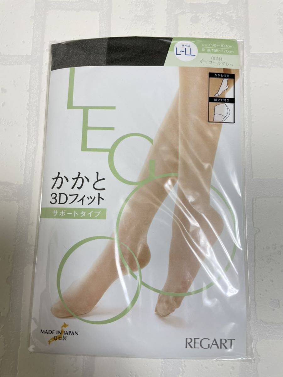 regaruto records out of production leg - heel 3D Fit tea - call gray L~LL bright support type lustre stockings Gunze atsugi