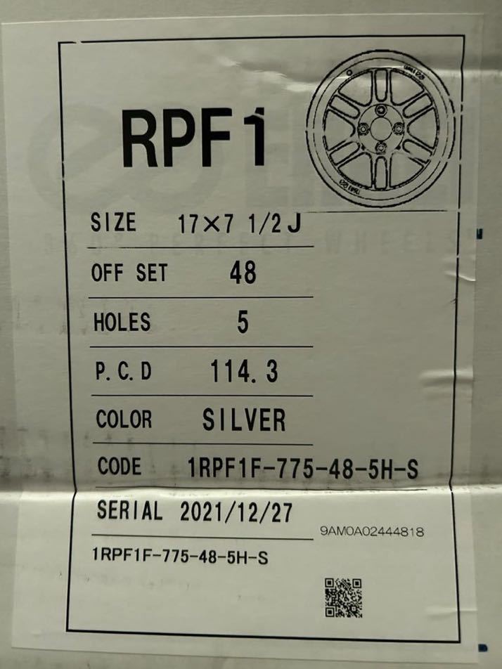 ENKEI RPF1 17インチ 7.5J +48 5穴 114.3新品1本中古1本の合計2本セット R1R 215/45R17 21年製 シルバー エンケイ_画像6