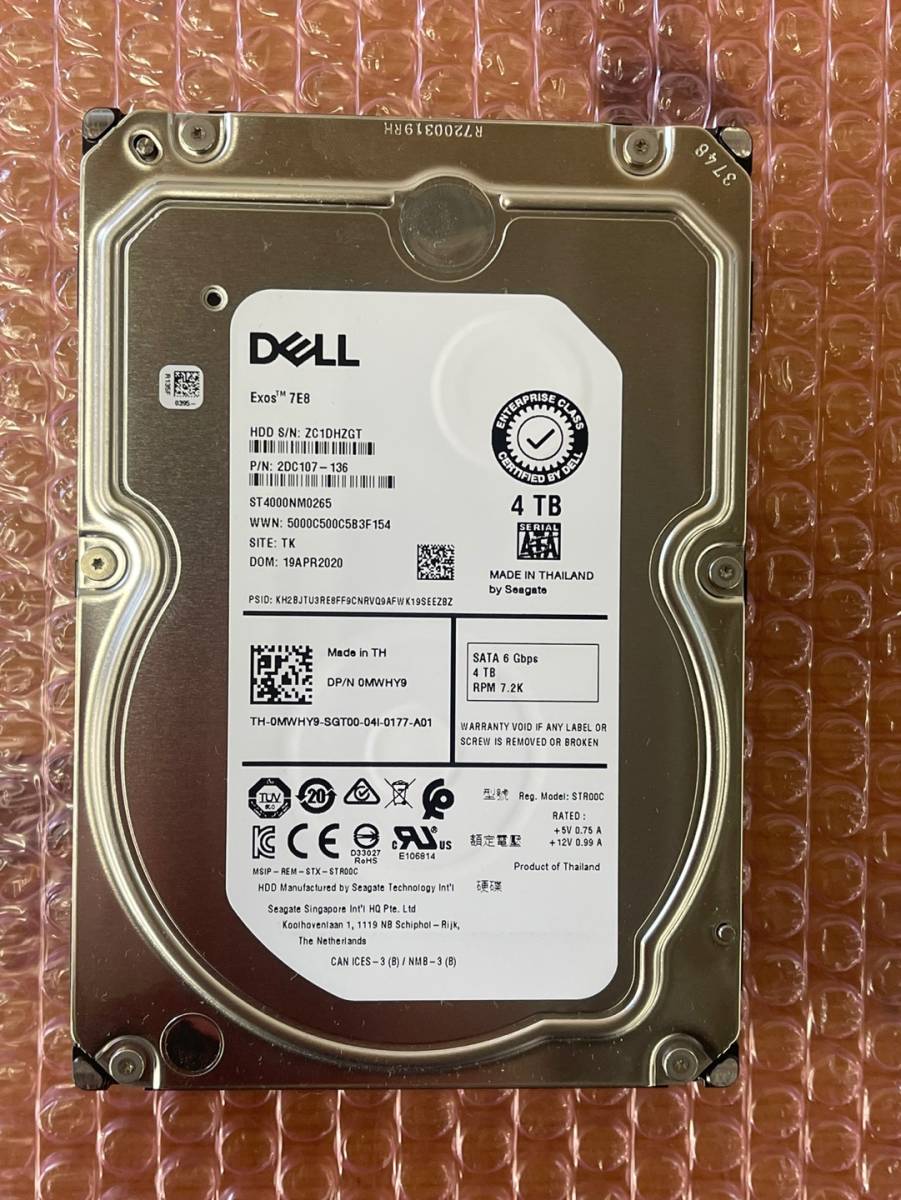 Dell MWHY9 4TB 7.2K SATA 6G 3.5インチ HDD ST4000NM0265の画像1