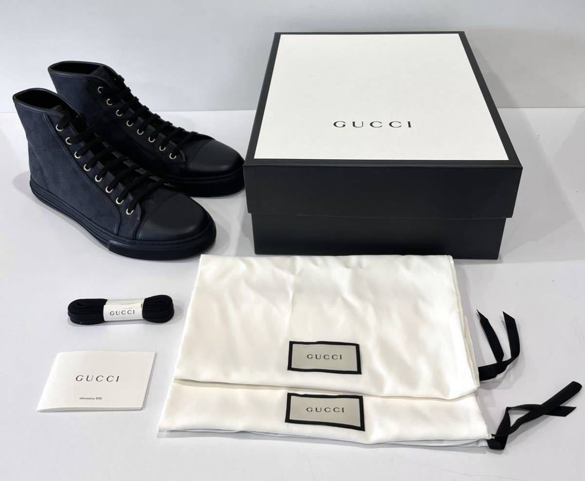  не использовался GUCCI Gucci - ikatto спортивные туфли GG парусина 426188 мужской размер 8 1/2( примерно 27.5cm) черный высота p с коробкой бесплатная доставка 