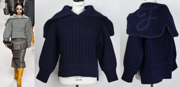 18AW FENDI sailor sweater フェンディ ローゲージ セーラーニット F刺繍 36 b7662