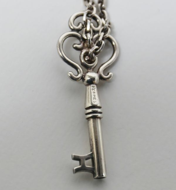  редкий HERMES Hermes ключ узор серебряный кольцо для ключей брелок для ключа keyholder b6635