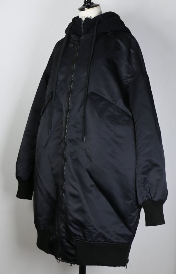 21AW REGULATION YOHJI YAMAMOTO レギュレーション R-HOODY BOMBER MA-1 FM-C52-800 レイヤード ミリタリーコート SIZE 2 b7760_画像2