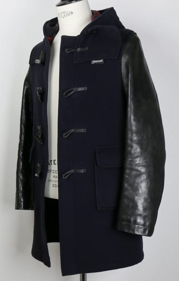 JUNYA WATANABE COMME des GARCONS MAN GLOVERALL ジュンヤワタナベ コムデギャルソン グローバーオール 袖レザー ダッフルコート SS b7801_画像2