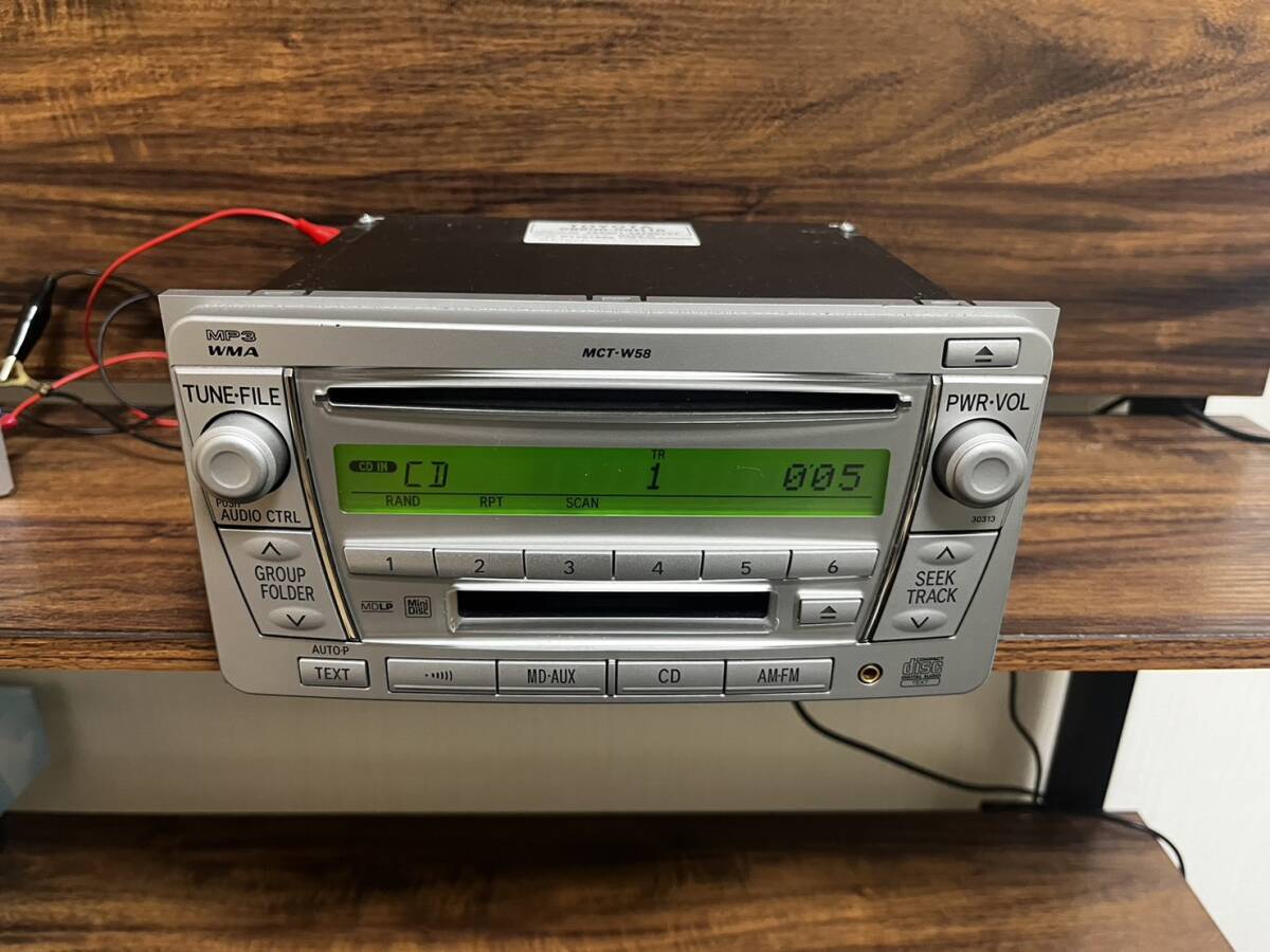 トヨタ純正 2DIN オーディオ MCT-W58 CD/AUX 動作確認済み!