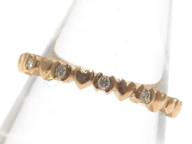 セブンイレブン 冬ギフト カタログ FolliFollie フォリフォリ レディース リング 10K ピンクゴールド 4Pダイヤモンド 0.05ct ☆ #10 ハートデザイン 指輪 アクセサリー ▼6B 指輪